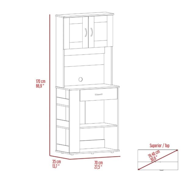 Victoria Pantry Double Door Cabinet Three Side Shelves - Image 7