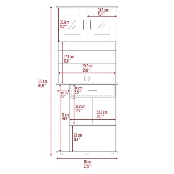 Victoria Pantry Double Door Cabinet Three Side Shelves - Image 8