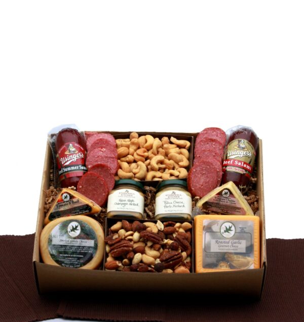 Giving Food - Hand Packed - Guys Favorites Gift Box - Meat And Cheese Gift Basket - Protein Rich Care Package