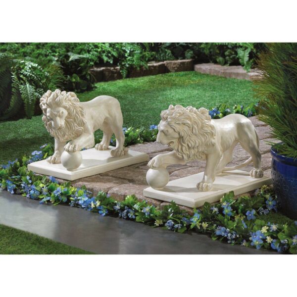 Lion Paw On Bouncing Ball Statue Set - Image 3