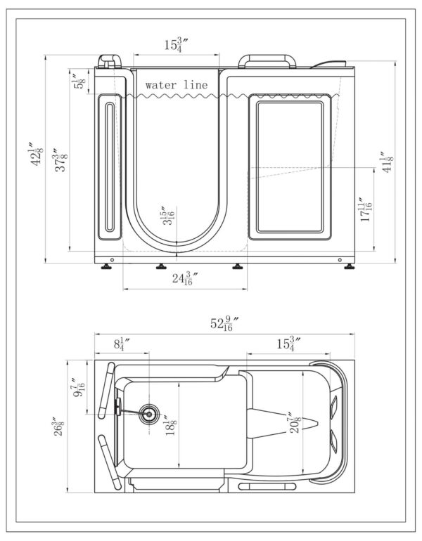 Tubby = 53 inches Walk In Soaking Bathtub Empava 53WIT373 - Image 5