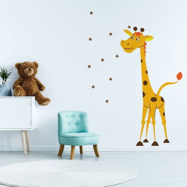 Nursery - African Baby Art - Giraffe Vinyl Wall Sticker - Studio Loft - Cute Funny Gift Animal Decor Decal - Boy Girl Angel Jungle Kid Print