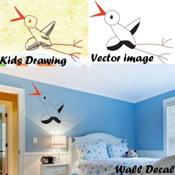 Custom Drawing Vectorize In Vinyl Sticker - Draw Portrait Design Art Made Photo In Illustration Decal - Personalized Child Kid Hand Paint-Studio Loft Artist Sketch