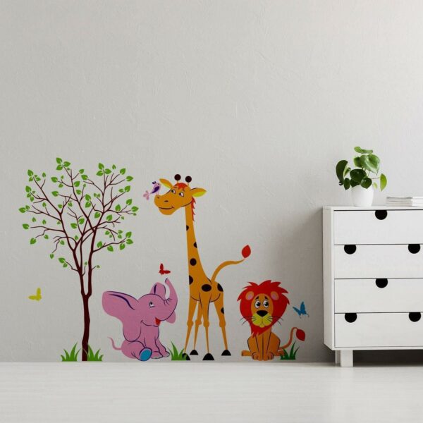 Nursery Animal Wall Decor Vinyl Sticker - Art Jungle Kid Baby Set Cute Decal - Studio Loft - African Elephant Giraffe Tween Room Wild Boy Girl Child Mural - Image 5