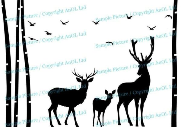 Deer Wildlife Wall Vinyl Sticker - Baby Kit Antler Hunting Decor Hunter Art Animal Decal - Nature Decoration Reindeer Label Silhouette Mural - Image 5