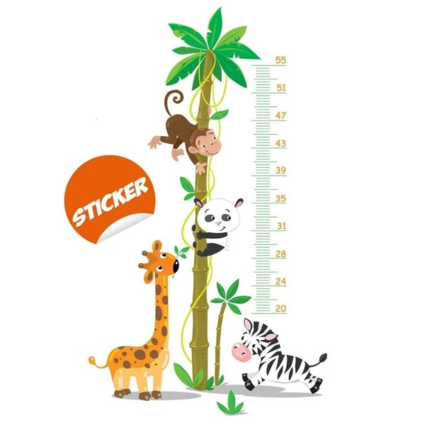 Chart Height Growth Wall Art Sticker - Nursery Kid Measurement Ruler Vinyl Decal - Giraffe Bedroom Children Tree Room Child Measuring - Image 2