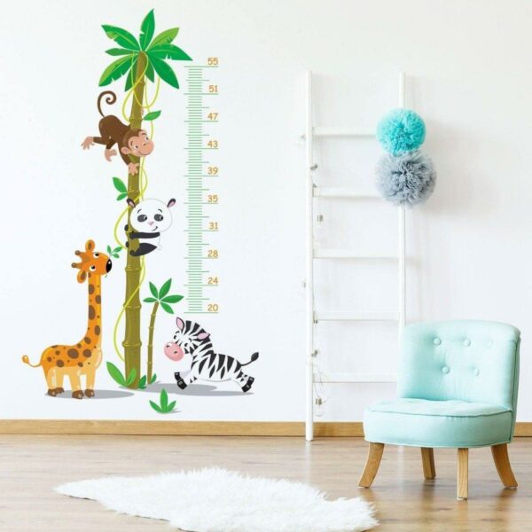 Chart Height Growth Wall Art Sticker - Nursery Kid Measurement Ruler Vinyl Decal - Giraffe Bedroom Children Tree Room Child Measuring - Image 8