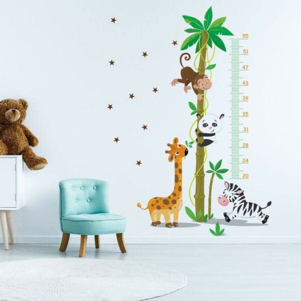 Chart Height Growth Wall Art Sticker - Nursery Kid Measurement Ruler Vinyl Decal - Giraffe Bedroom Children Tree Room Child Measuring - Image 5