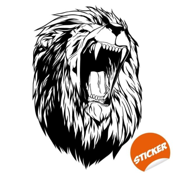 Lions Head Wall Sticker - Lion Face Animal King Silhouette Vinyl Decal - Wild Stickers Room Roar Home Decals - Cool Boys Girls Stick Print - Image 2