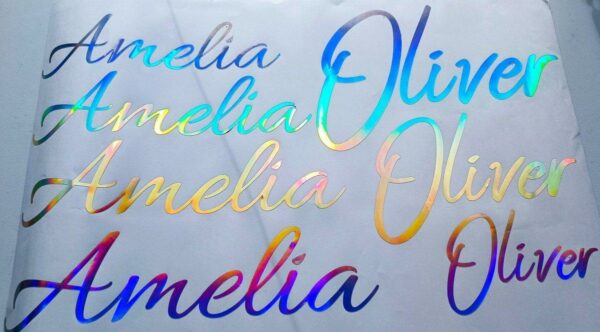 Personalized Rainbow Holographic Vinyl Decals Custom Name Stickers - Image 3